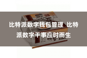 比特派数字钱包管理  比特派数字干事应时而生